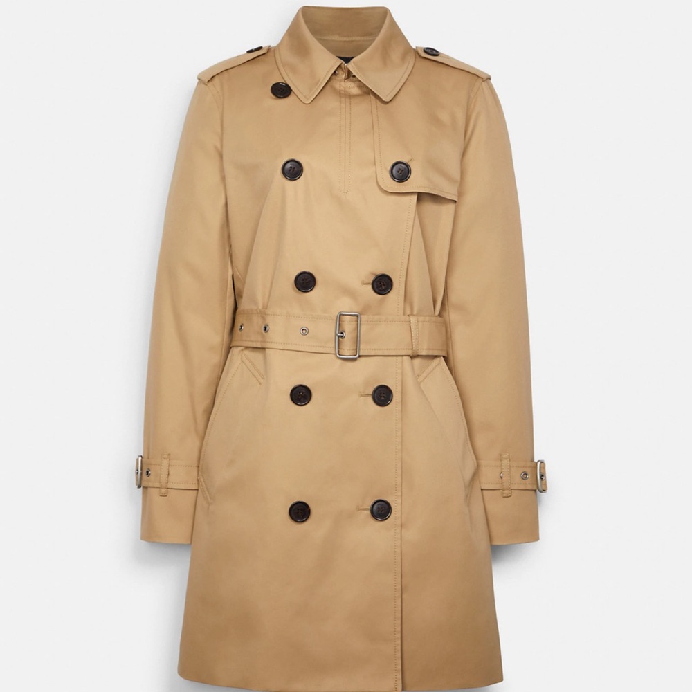 Coach Tan Double-Breasted Trench Coat